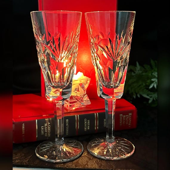 Waterford Crystal Ashling Champagne Flutes / Waterford Ashling Crystal Glasses / Wedding Toasting Champagne Flutes / Champagne Glasses - 2