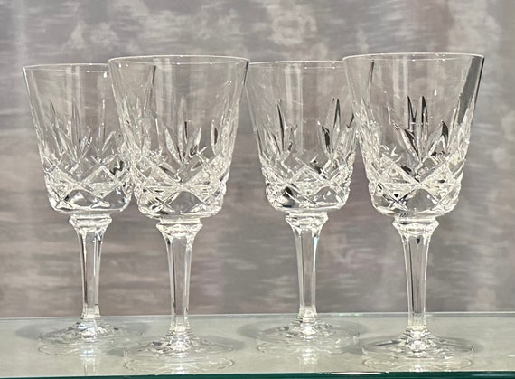 Vintage Gorham Stanford Crystal Water Goblets – Set of 4, Cut Glass