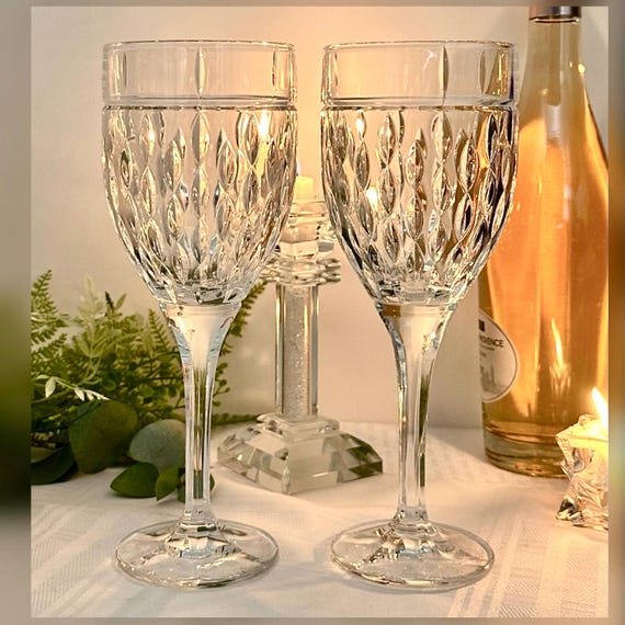 Ralph Lauren Aston Water Goblets / Vintage Lauren Water Glasses / Aston Lauren Tall Water Glasses / Pair Lauren Water Glasses
