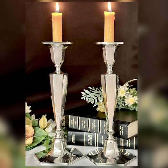 Sterling Silver Tiffany Co Candle Holders Vintage Monogrammed Pair