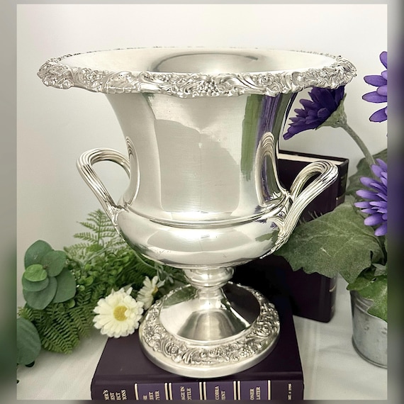 Silver Plated Champagne Bucket  / Vintage Webster Wilcox Wine Chiller / Silver Plated Ice Bucket / Silver Trophy Urn / Centerpiece Vase