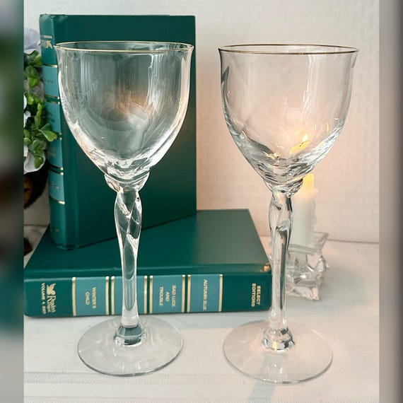 Lenox Rhythm Gold Water Goblets / Gold Lenox Rhythm Glasses / Vintage Lenox Gold Trimmed Glasses / Lenox Water Glasses / Rhythm Glasses - 2