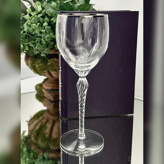 Madison Lenox Platinum Wine Glass / Lenox Madison Wine Goblet / Vintage Lenox Silver Trimmed Wine Glass / Platinum Rimmed Madison Wine Glass