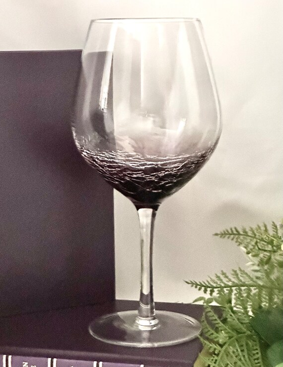 Pier 1 Purple Crackle Wine Glass  Hand Blown 18 Oz - Etsy