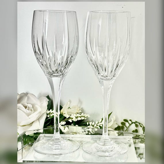 Vintage Mikasa Arctic Lights Wine Glasses - Set of 2 Crystal Goblets
