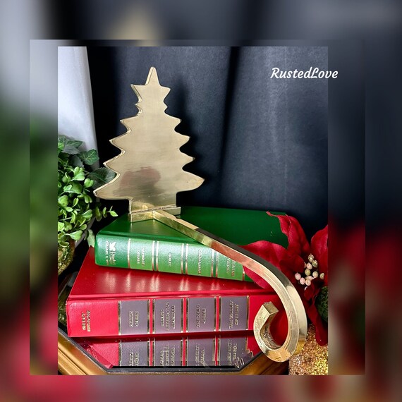 Christmas Tree Stocking Hook / Brass Tree Long Arm Stocking Hanger / Brass Christmas Tree Hook / Solid Brass Mantle Christmas Tree Hook