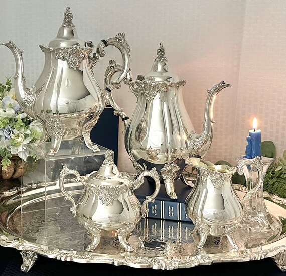 Wallace Baroque Silver Plate Tea and Coffee Service / Baroque Tea  