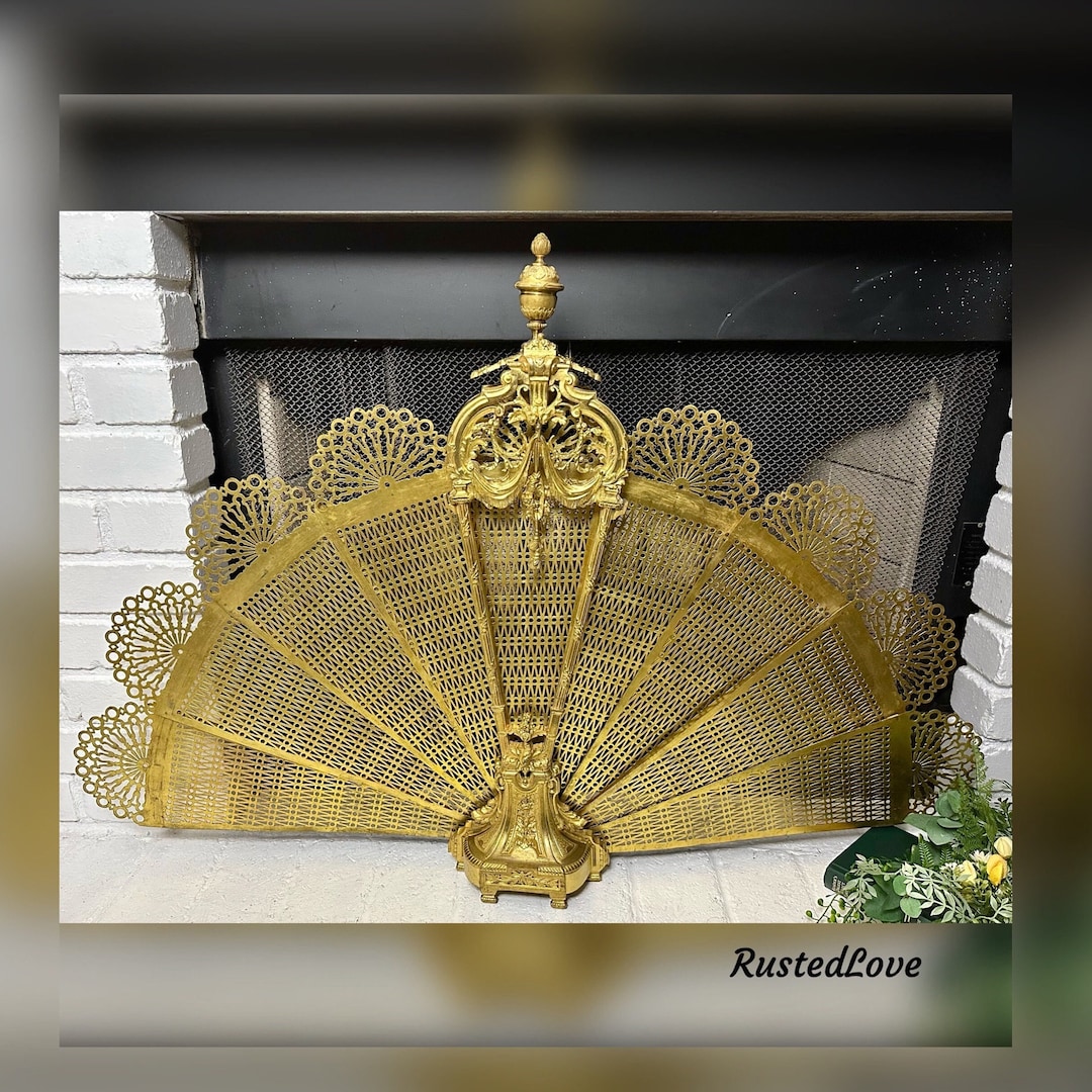 Antique Fireplace Screen / Vintage Folding Fireplace Screen / Victorian