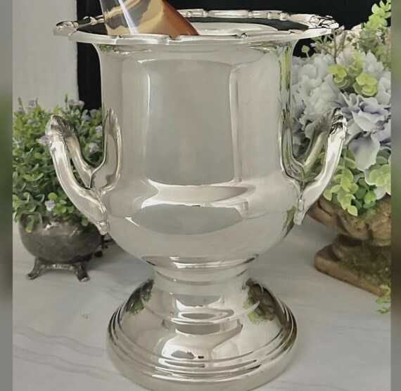 Leonard Champagne Bucket Silver Plated Wine Cooler Silverplated Bar Cart Decor