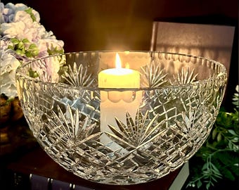 Vintage 24% Lead Crystal Cut Glass Centerpiece Bowl 9.5"