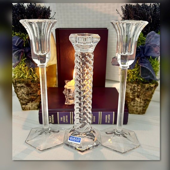 Waterford Crystal Candle Holders / Vintage Waterford Marquis Candle Holders / Waterford Vintage Candle Sticks / Marquis Candlesticks Set
