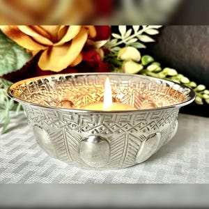 Sterling Silver Trinket Dish / Embossed Silver Candy Bowl / Sterling Hand Crafted Small Bowl / Sterling Candle Bowl / Silver Candy Dish