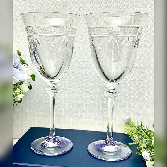 Royal Doulton Wellesley Crystal Wine Glasses / Doulton Wellesley NOS Wine Goblets / Wellesley Wine Glasses / Royal Doulton Crystal Glasses 2