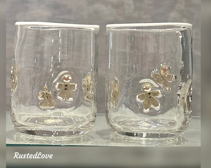 Christmas Anthropologie Gingerbread Men Glasses / Anthropologie Festive
