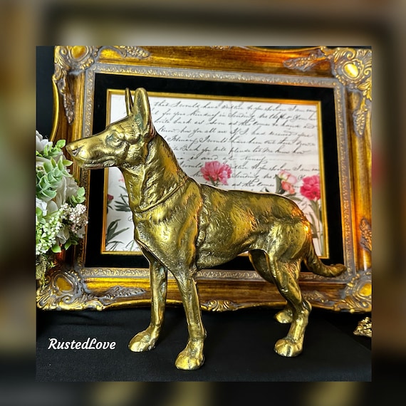 Brass German Shepherd Staute / Vintage Dog Sculpture / Gold Solid Brass Dog Figurine / Vintage Brass / Polished Brass / Collectible Dog  Lg