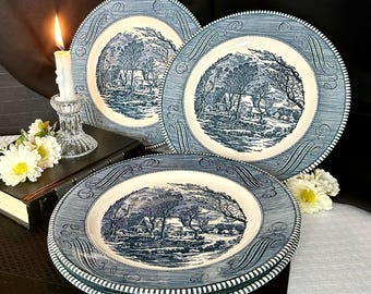 Currier & Ives Old Grist Dinner Plates Set of 4 Royal China