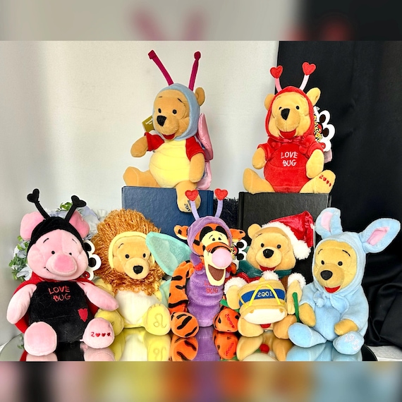 Disney Winnie The Pooh 9" Plush / Vintage Love Bug Tigger / Disney Love Bug Piglet / Disney Lady Bug Plush / Disney Plush 9" Stuffed Animals