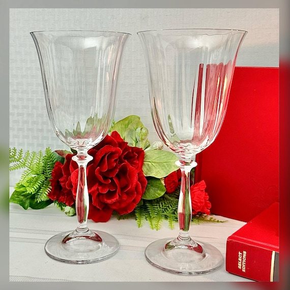 Mikasa Italian Countryside Water Glasses / Mikasa Italian Countryside Wafer Stem Water Glasses / Vintage Mikasa Water Goblets -2