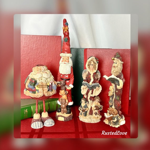 Christmas Santa Figurines / Christmas  Holiday Decorations / Standing Santa Claus Figurines / Set of Santa Claus Statues / Christmas Decor