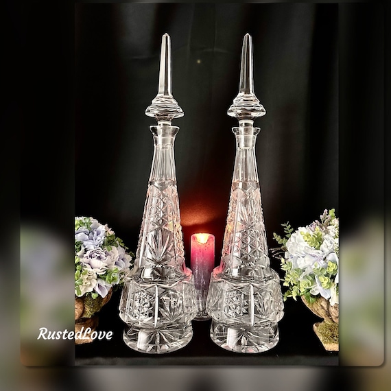 Vintage Bohemian Crystal Persian Decanters / Crystal Large Middle Eastern Decanters / Vintage Crystal Decanters / Persian Crystal Decanters