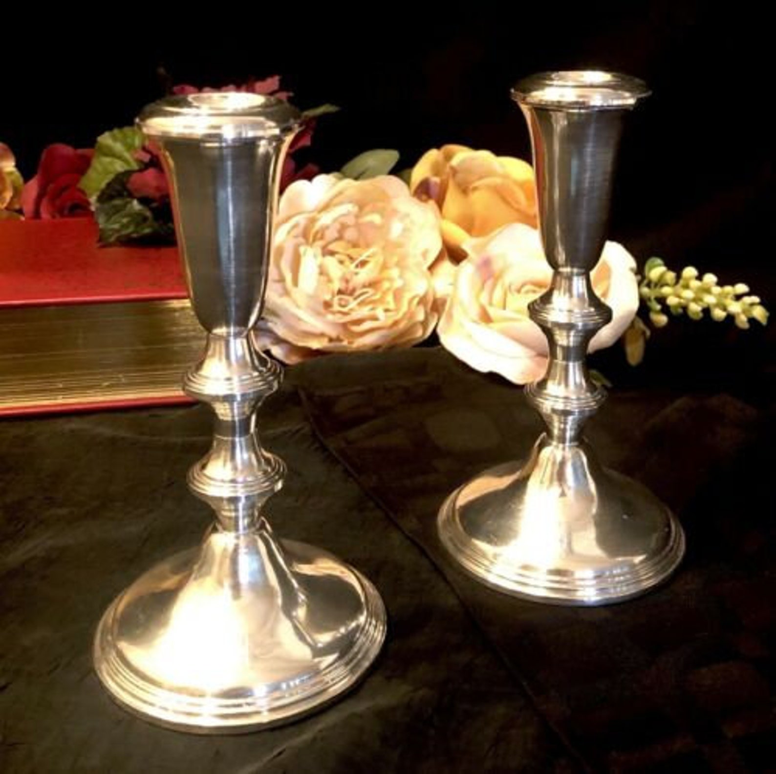 Sterling Silver Empire Candle holders Console Candlesticks a Etsy