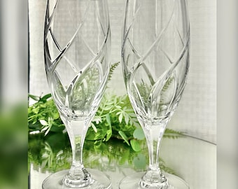 Mikasa Olympus Iced Tea Glasses Pair Vintage Crystal Slovenia