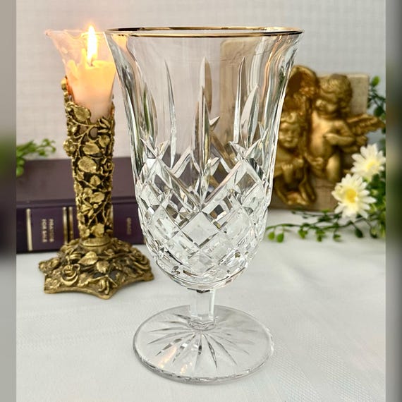 Waterford Argalin Gold Ice Tea Glass / Waterford Crystal Argalin Glass / Vintage Gold Rimmed Araglin Ice Tea Glass / Araglin Gold Ice Tea
