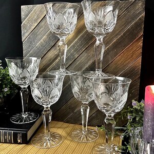 Bohemia 24% Lead Crystal Wine Glasses Set of 6 Cut Crystal Boxed Vintage bild 6