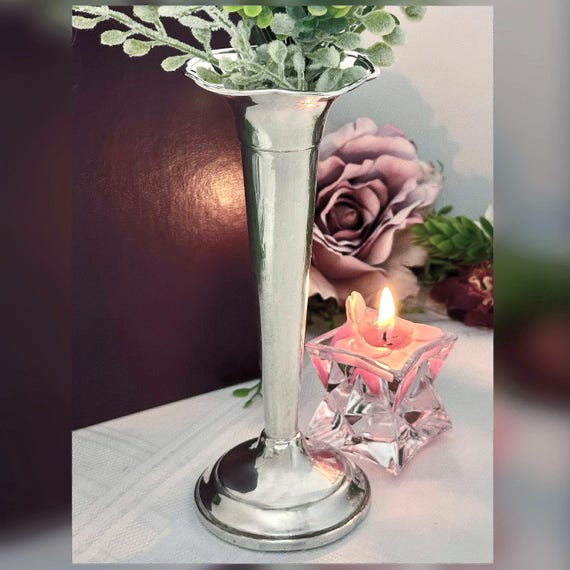 Vintage Sterling Silver Posey Bud Vase Weighted Base Floral Trumpet Vase International Silver