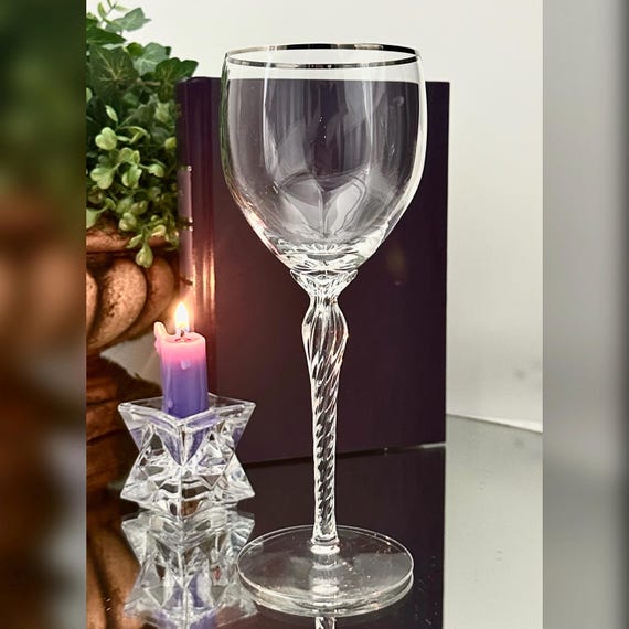 Madison Lenox Platinum Water Glass / Vintage Lenox Madison Silver Trimmed Water Glass / Lenox Madison Platinum Water Goblet / Lenox Glass