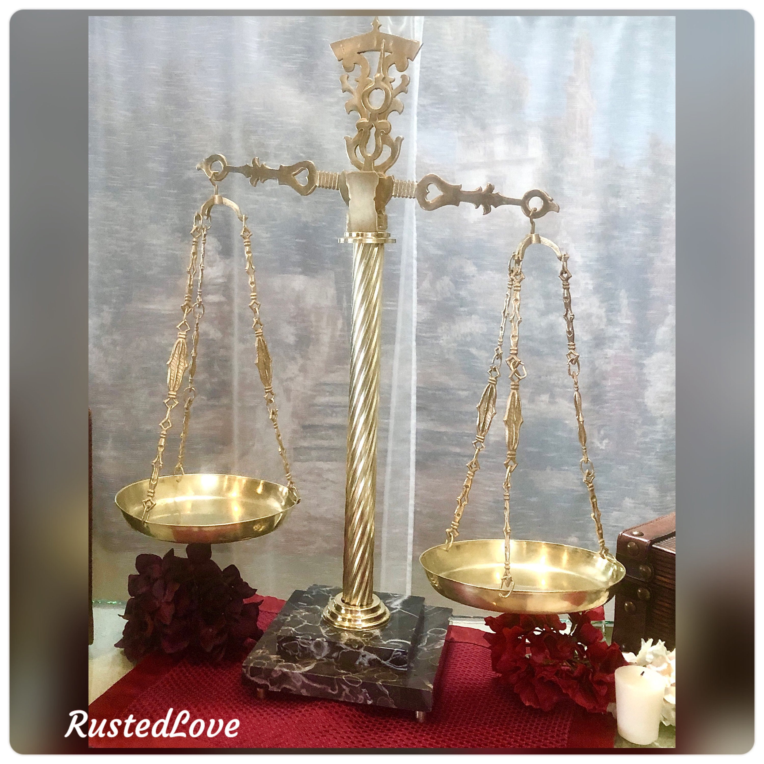 Collectables Brass 7 Weighing Scale Balance Justice Law Scale Decoration  Gift