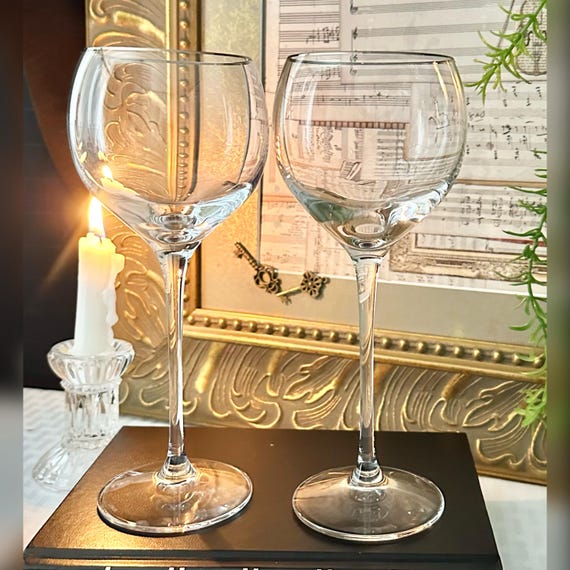 Lenox Solitaire Platinum Wine Glasses / Vintage Lenox Platinum Wine Glasses / Lenox 8" Vintage Solitaire Silver Rimmed Wine Goblets  - 2