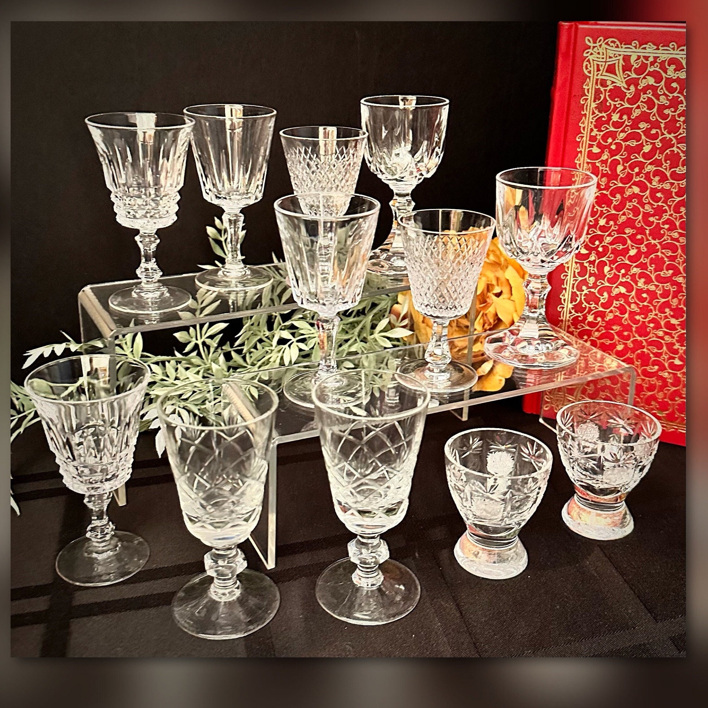 Vintage Cordial Glasses / Liquor Glasses / Aperitifs Digestifs Stemware /  Vintage Cordial Glass Set / Clear Glass Cocktail glasses / 12