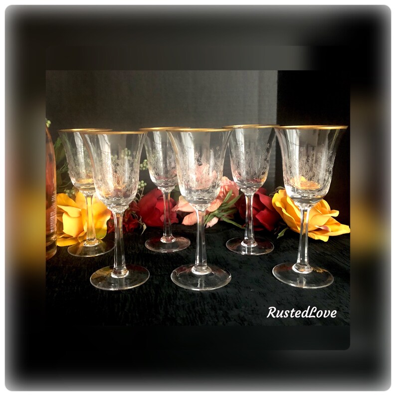 Lenox Wine Glasses / Gold Rim Glassware / Lenox Fontaine / Etsy