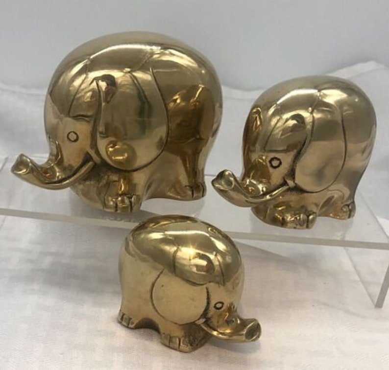 Vintage Brass Elephants / Elephant Statues / Solid Brass / Etsy
