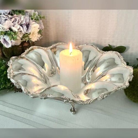 Sterling Silver Centerpiece Bowl / Vintage Sterling Footed Fruit Bowl / Centerpiece Sterling Mexican Silver Bowl / Large Silver Fruit Bowl