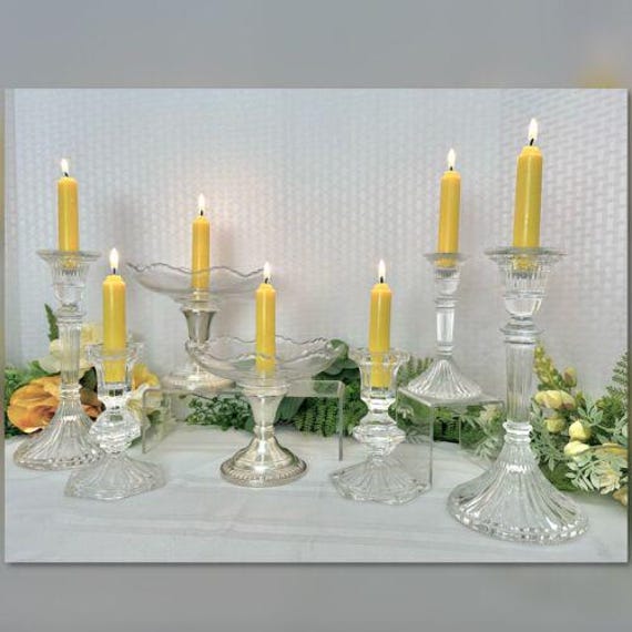 Silver and Glass Candle Holders / Centerpiece Sterling Silver and Glass Candlesticks / Vintage Glass and Sterling Candlestick Holders