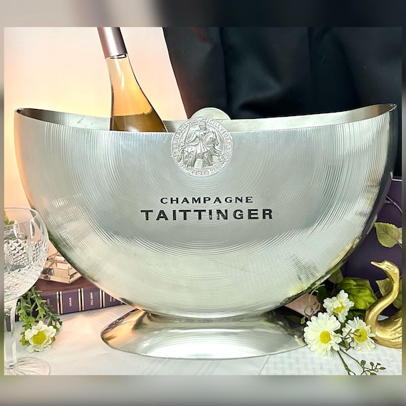 Taittinger DBL Magnum Pewter Champagne Holder / Orfevrerie France 1980's Champagne Bucket / Pewter Taittinger Double Magnum Wine Chiller