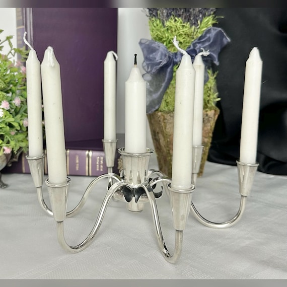 MCM Carl Christiansen Danish Candelabra / Modern Table Candle Holder / Silver Centerpiece Candlestick / Carl Christensen MCM Candle Holder