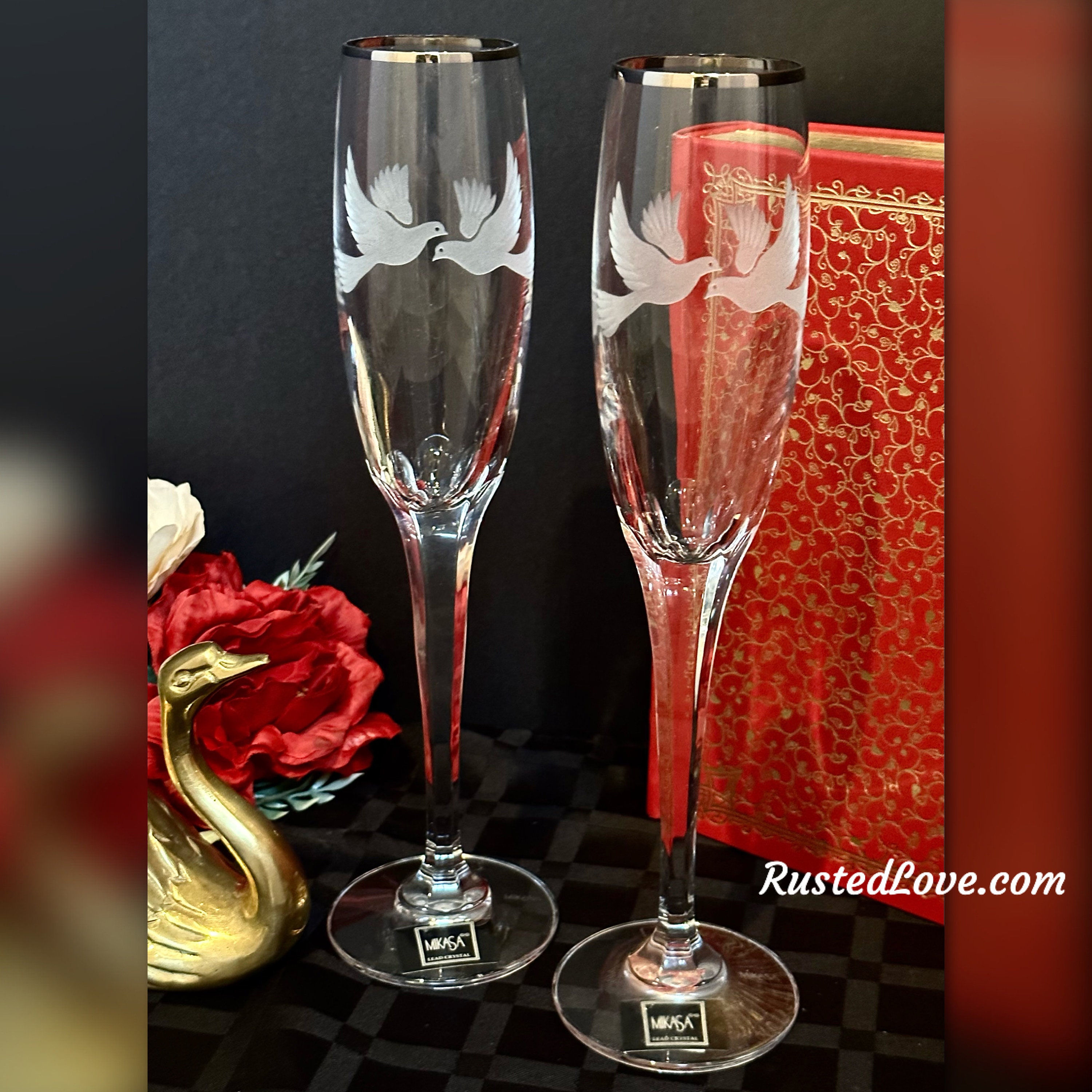 Champagne Flutes / Vintage Mikasa / Flame D'amore / -  in 2023