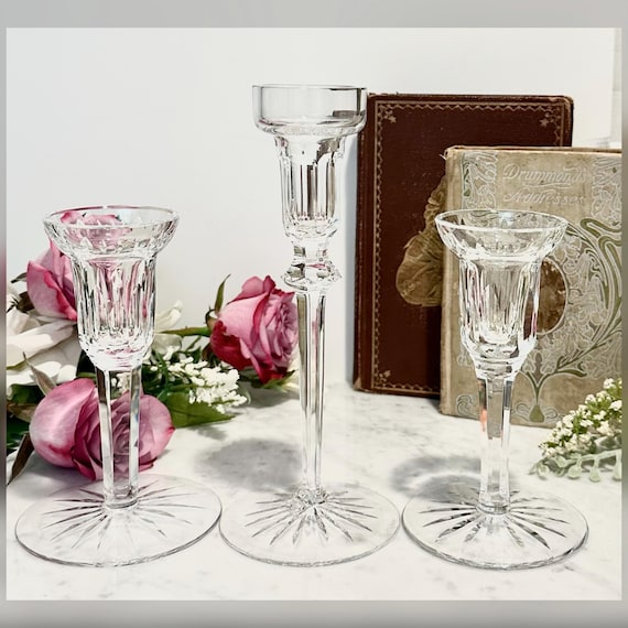 Vintage Crystal Candle Holders Waterford Rogaska Mixed Set