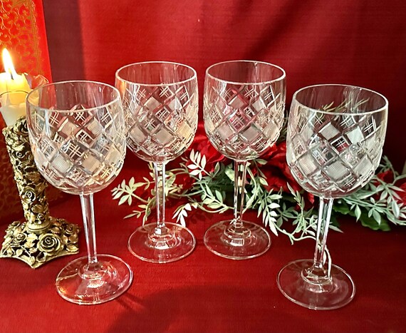 Vintage Bohemia Crystal Wine Glasses – Crystalex Set of 4 - Etsy