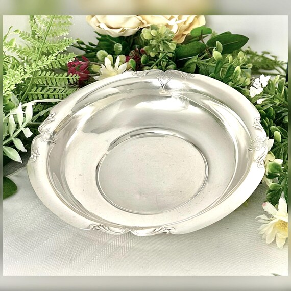 Vintage Sterling Silver Bonbon Dish Ornate Candy Nut Bowl Elegant Serving Dish Vanity Decor .925