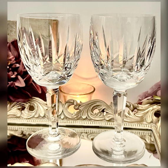 Waterford Kildare Water Glasses Pair Vintage Irish Crystal Stemware