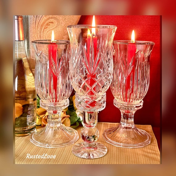 Hurricane Candlesticks / Hurricane Lamps / Glass Hurricanes / Hurricane Candle Holders / Taper Candlesticks Holders / Tall Candle Holders