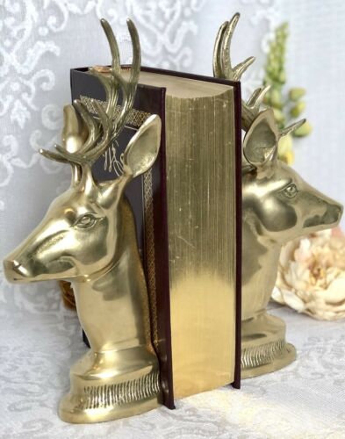 Brass Elk Bookends / Mid Century Modern / Vintage Deer / Gold Etsy