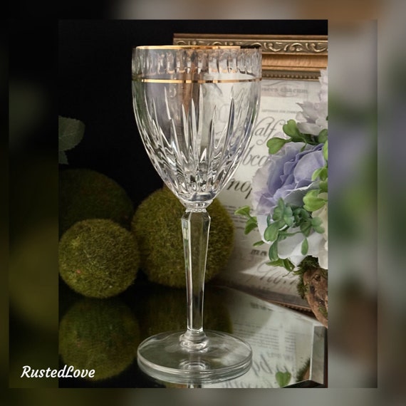 Lenox Ambassador Gold Wine Glass / Ambassador Wine Glass Gold Trimmed / Lenox Ambassador Blown Gold Trimmed Wine Glass / Lenox Wine Glass -1