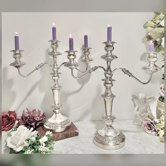 Goldfeder Silver Plated Candelabras Pair Convertible Candle Holders