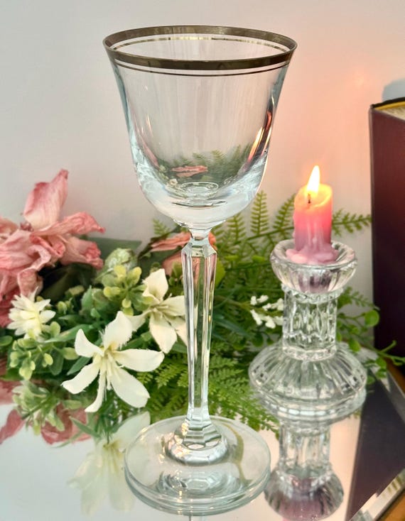 Mikasa Wheaton Gold Rim Wine Glass Vintage Blown Glass Replacement Goblet