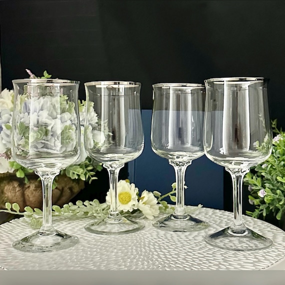 Lenox Desire Platinum Wine Glasses / Platinum Lenox Desire Glasses / Lenox Mid Century Modern Wine Goblets / Vintage Lenox Desire Glasses